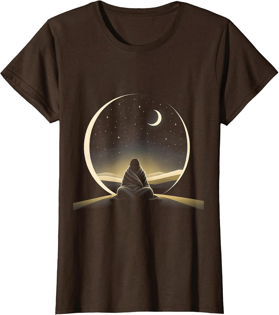 Women's Suicide Prevention Awareness Starry Night Blanket T-Shirt - Brown