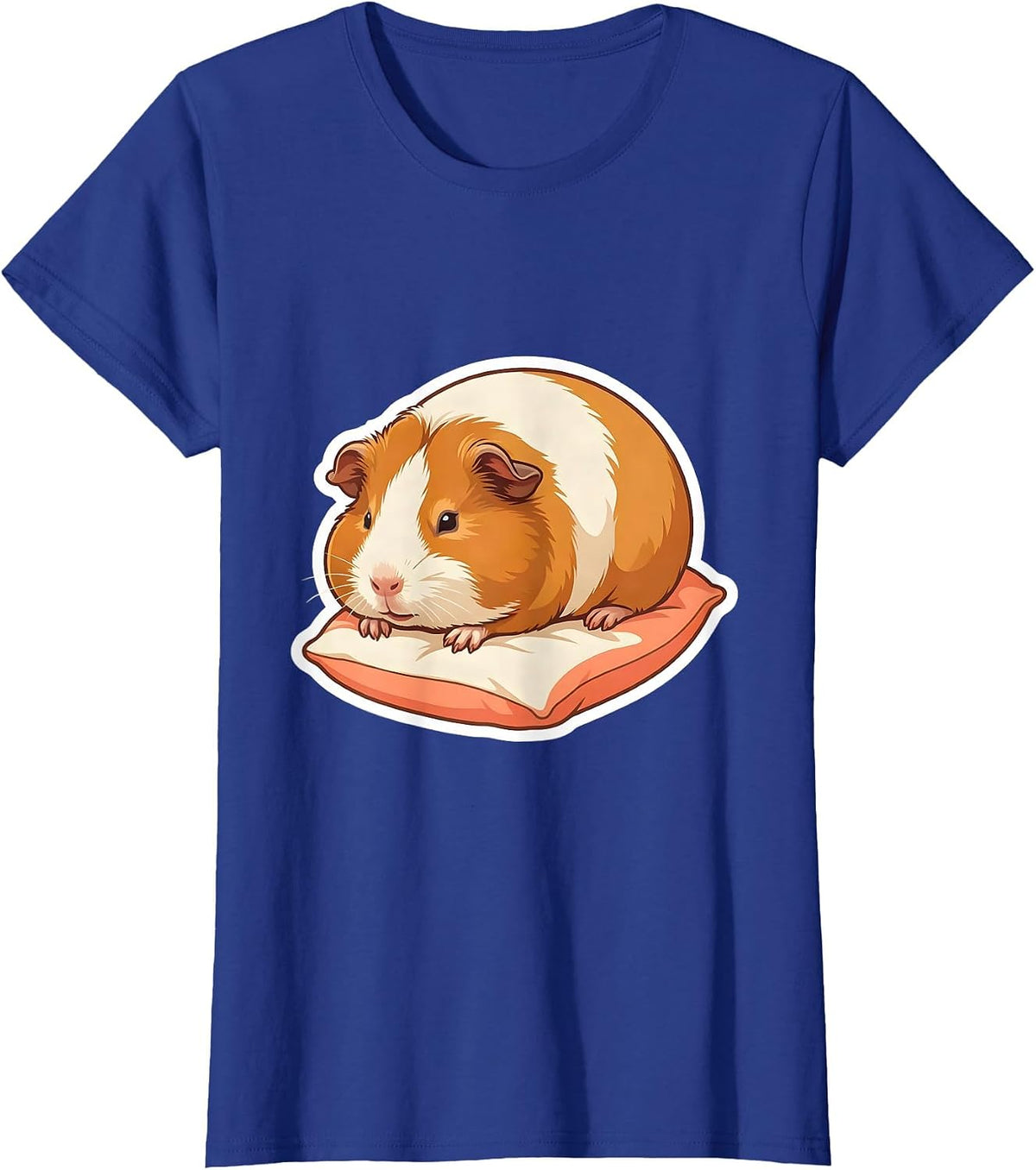 Women's Sleeping Guinea Pig Cute Animal Lover Pajama Humor T-Shirt - Royal Blue
