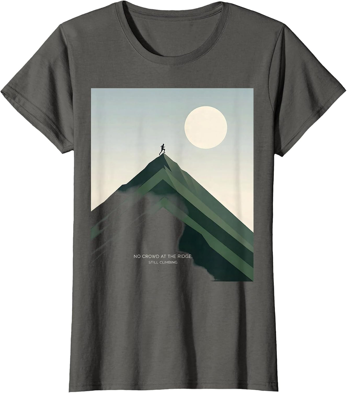 Women's No Crowd At The Ridge Still Climbing Funny Cross Country T-Shirt - Asphalt Grey