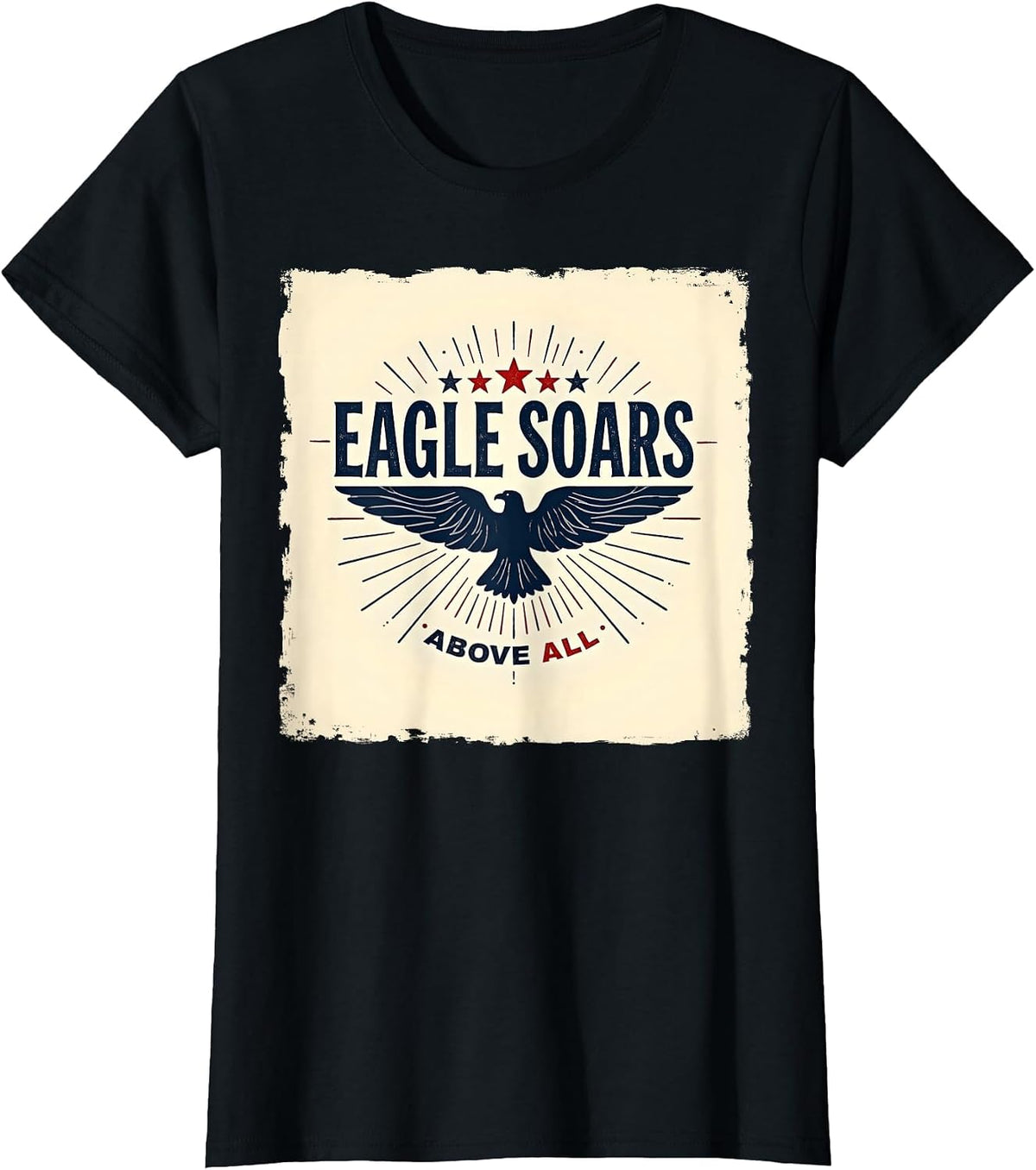 Eagle Soars Above All Patriotic Design T-Shirt - Black