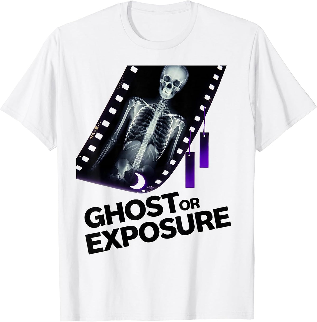 Men's Ghost Or Exposure New Wave Radiology Tech Halloween Humor T-Shirt - White