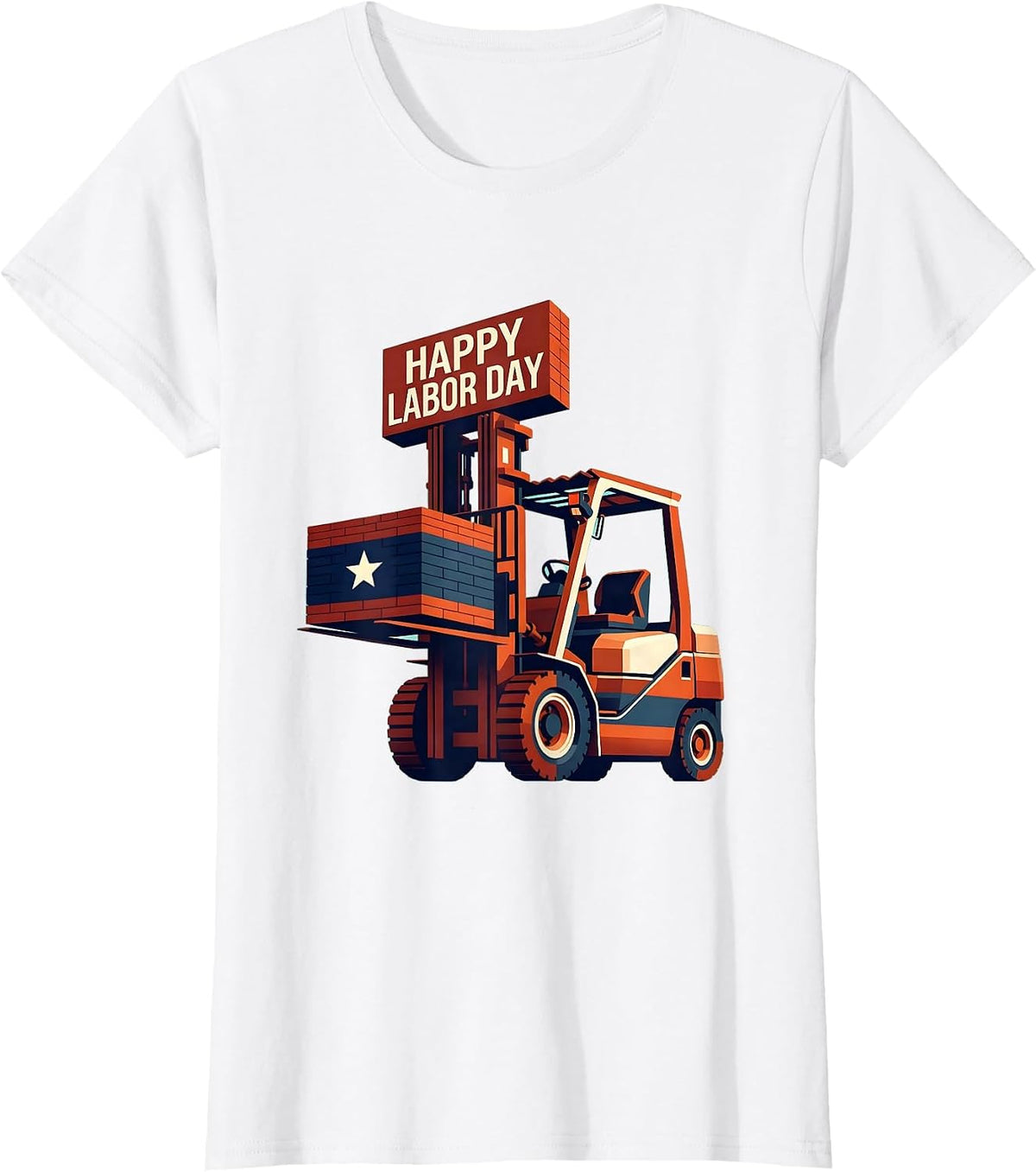 Women's Happy Labor Day Midcentury Modern Patriotic Union Worker T-Shirt - White