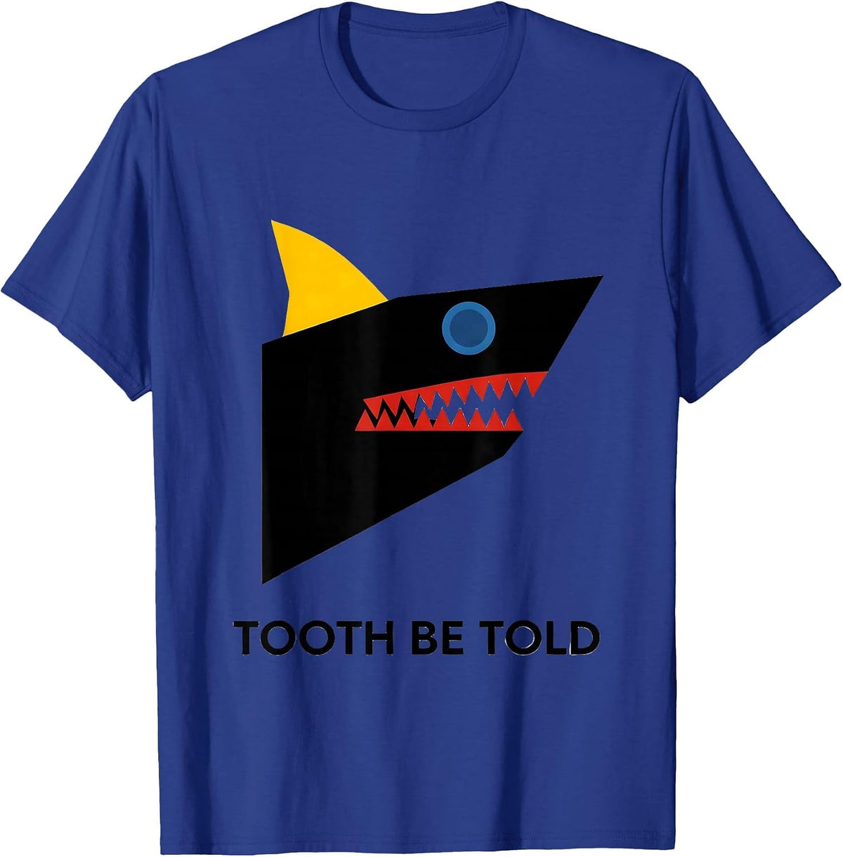 Tooth Be Told Geometric Shark Profile Modernist Ocean Humor T-Shirt - Royal Blue