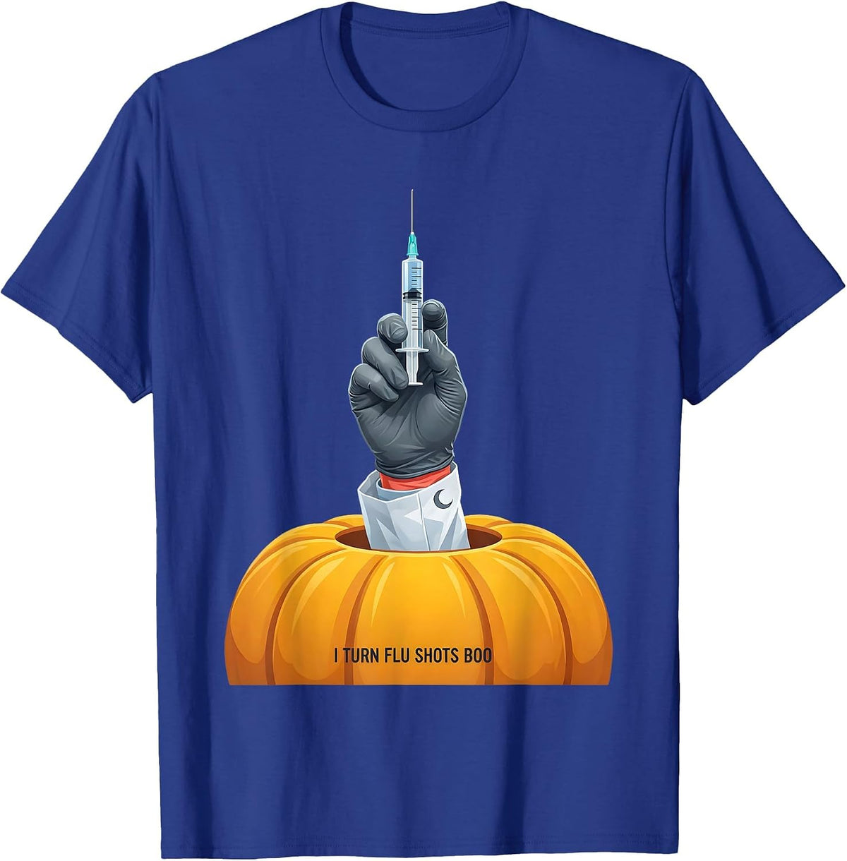 Men's I Turn Flu Shots Boo Funny Nurse Ghost Halloween Vaccine T-Shirt - Royal Blue