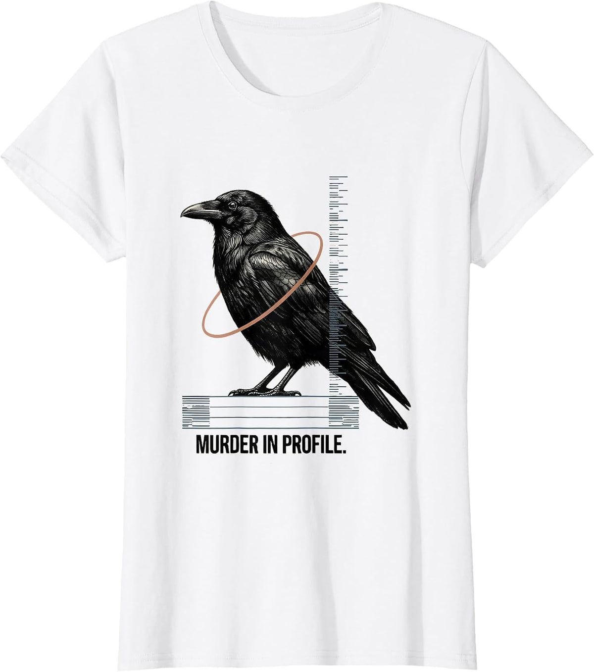 Women's Murder In Profile Gothic Crow Raven Humor Literary Pun T-Shirt - White