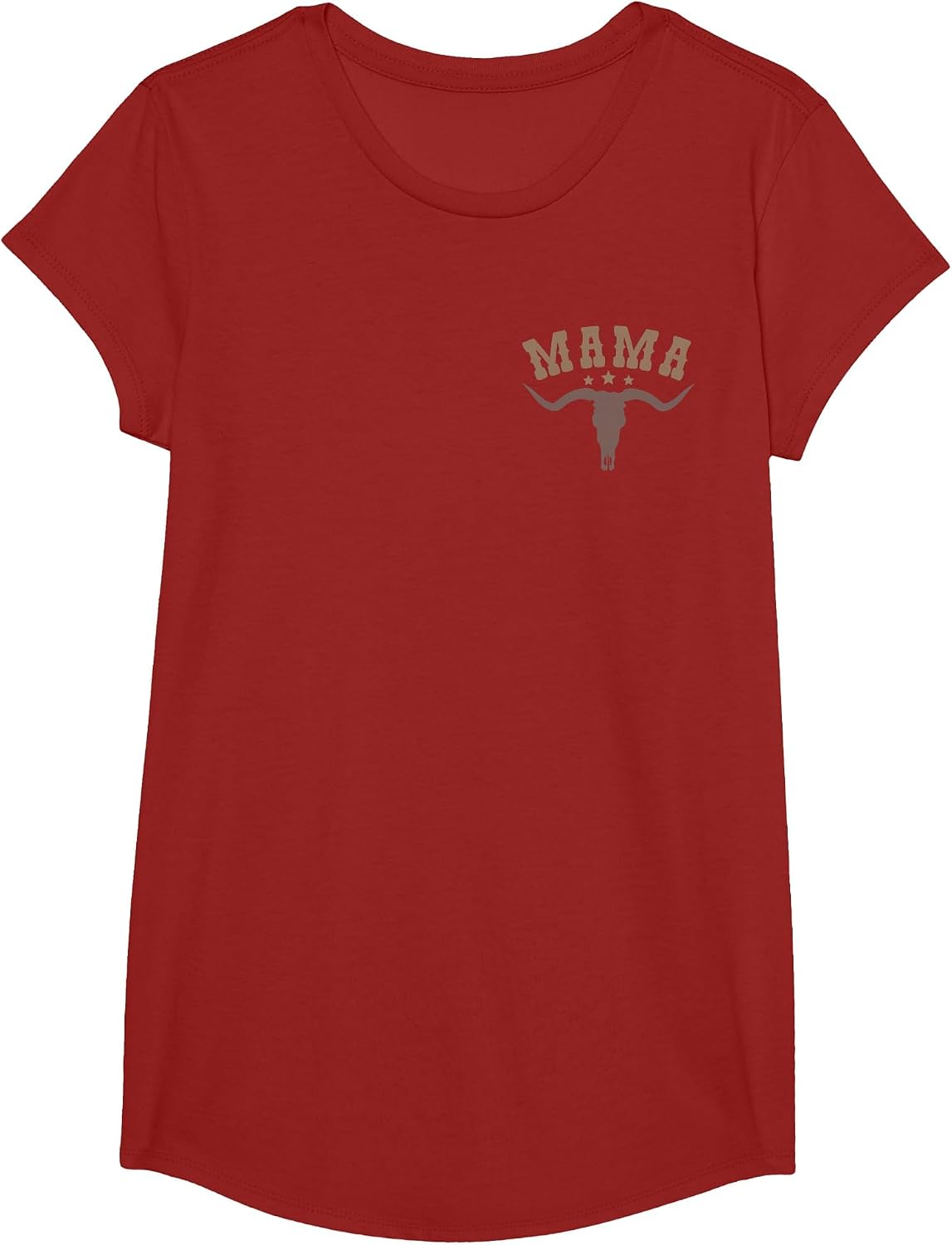 Mama Skull Highland Cow Boy Western Rodeo Family Matching T-Shirt, Girls, Cranberry Red, Medium - As Pictured
