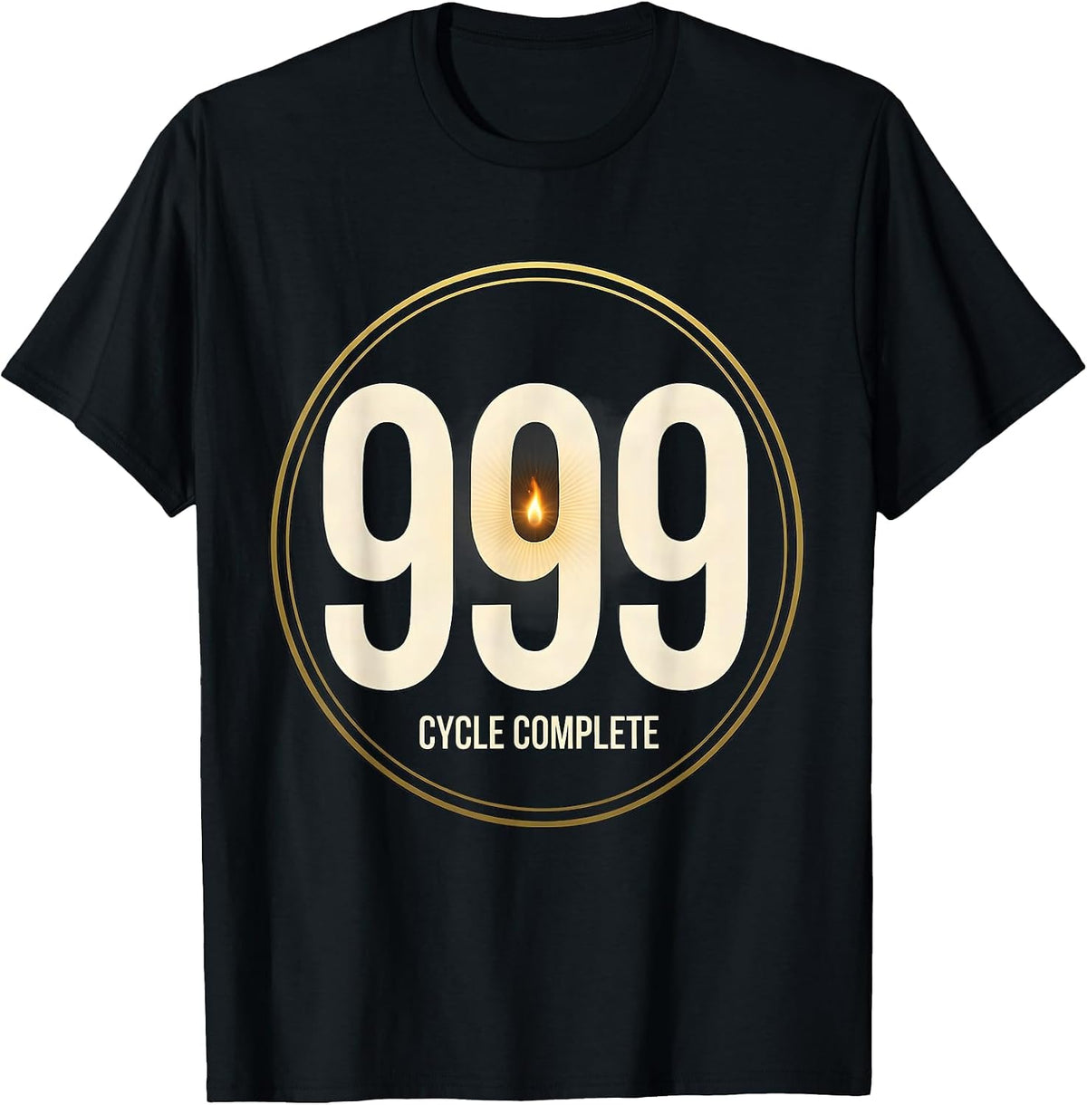 Men's 999 Cycle Complete Angel Number Numerology Spiritual Reset T-Shirt - Black