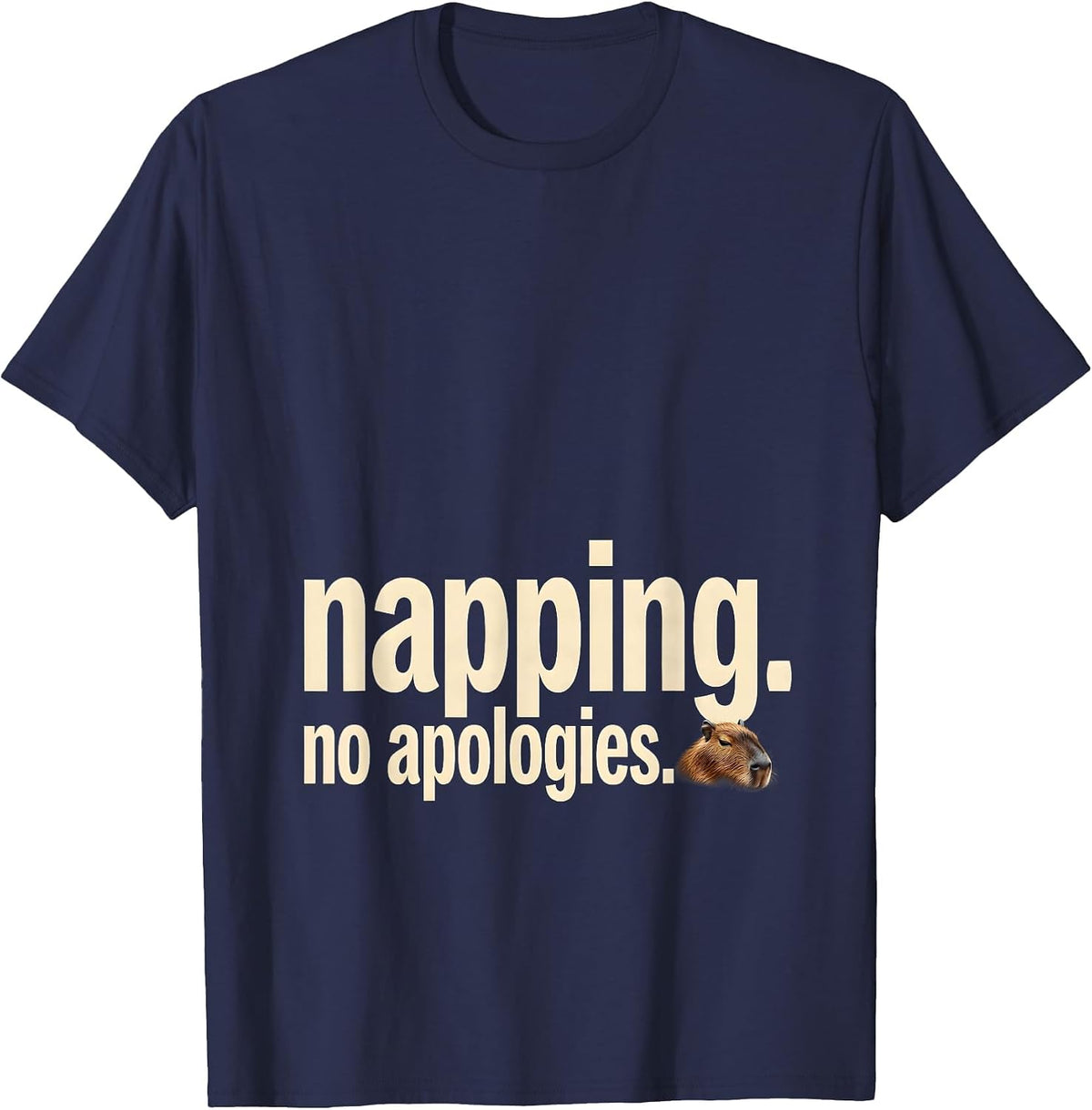 Men's Napping. No Apologies. Cute Capybara Sleepybara Sleep T-Shirt - Navy Blue