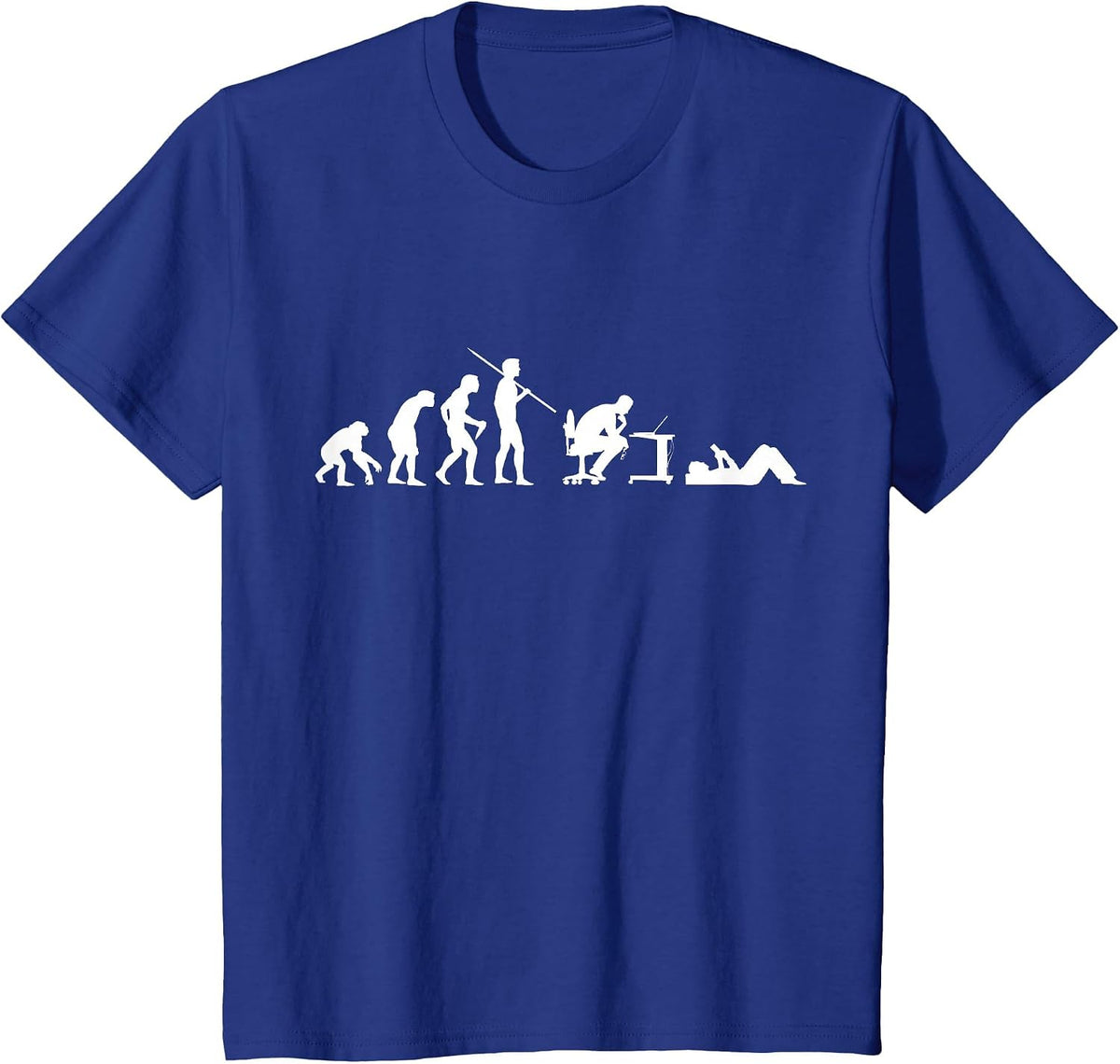Evolution of Man Funny Geek Humor T-Shirt Mens Womens Kids T-Shirt - Royal Blue