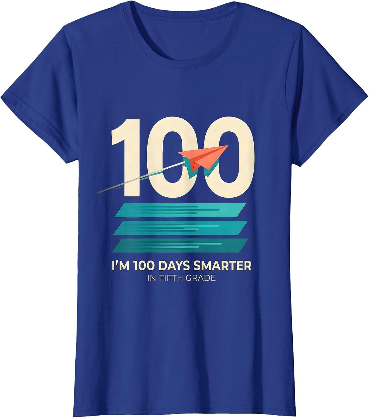 Women's I'm 100 Days Smarter In Fifth Grade Playful Retro 100th Day T-Shirt - Royal Blue