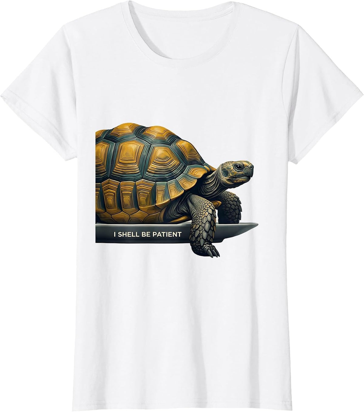 I Shell Be Patient Midcentury Modern Turtle Lover Gift T-Shirt - White