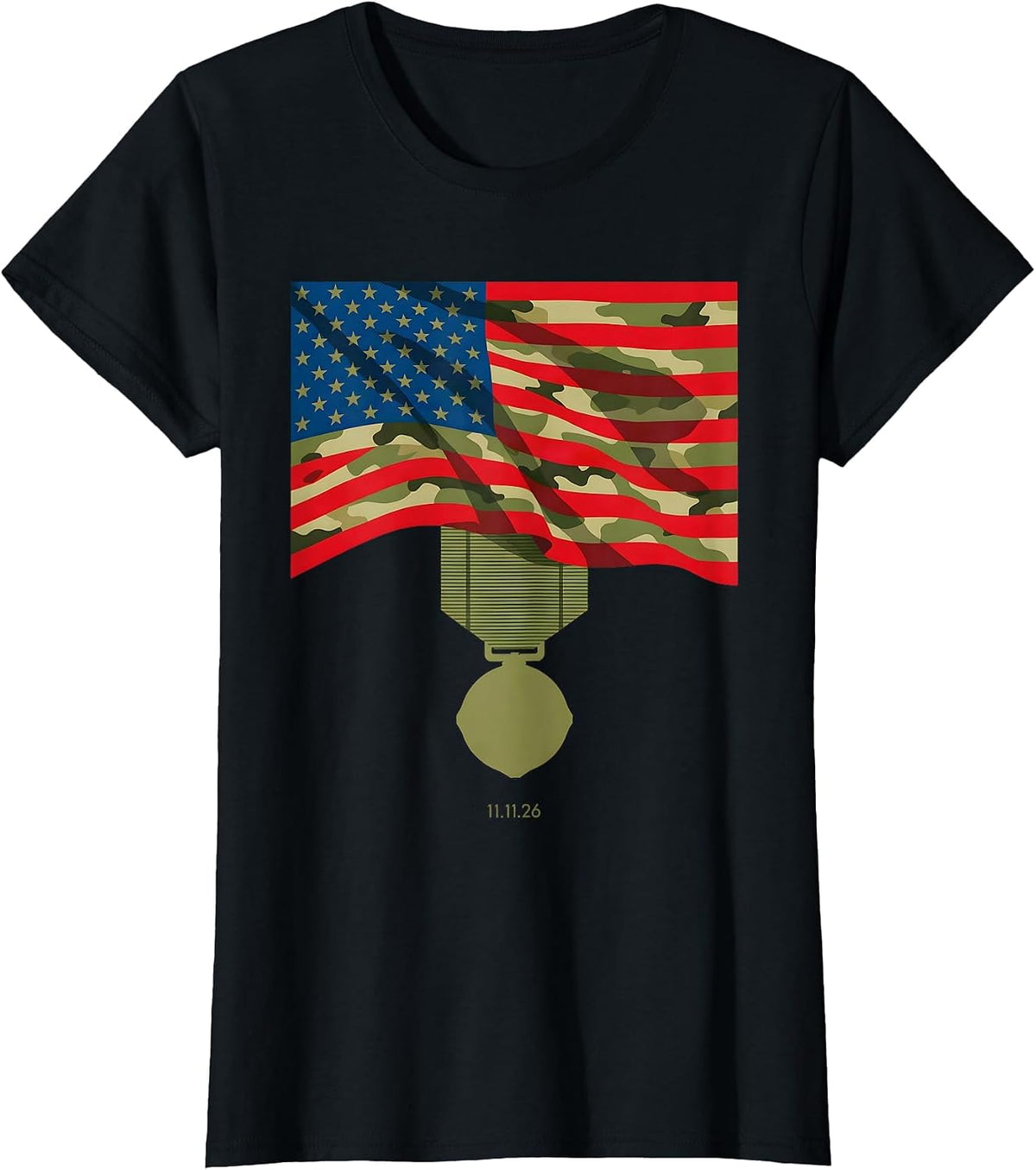 11.11.26 Distressed Military Patriotic Veteran Gift T-Shirt - Black