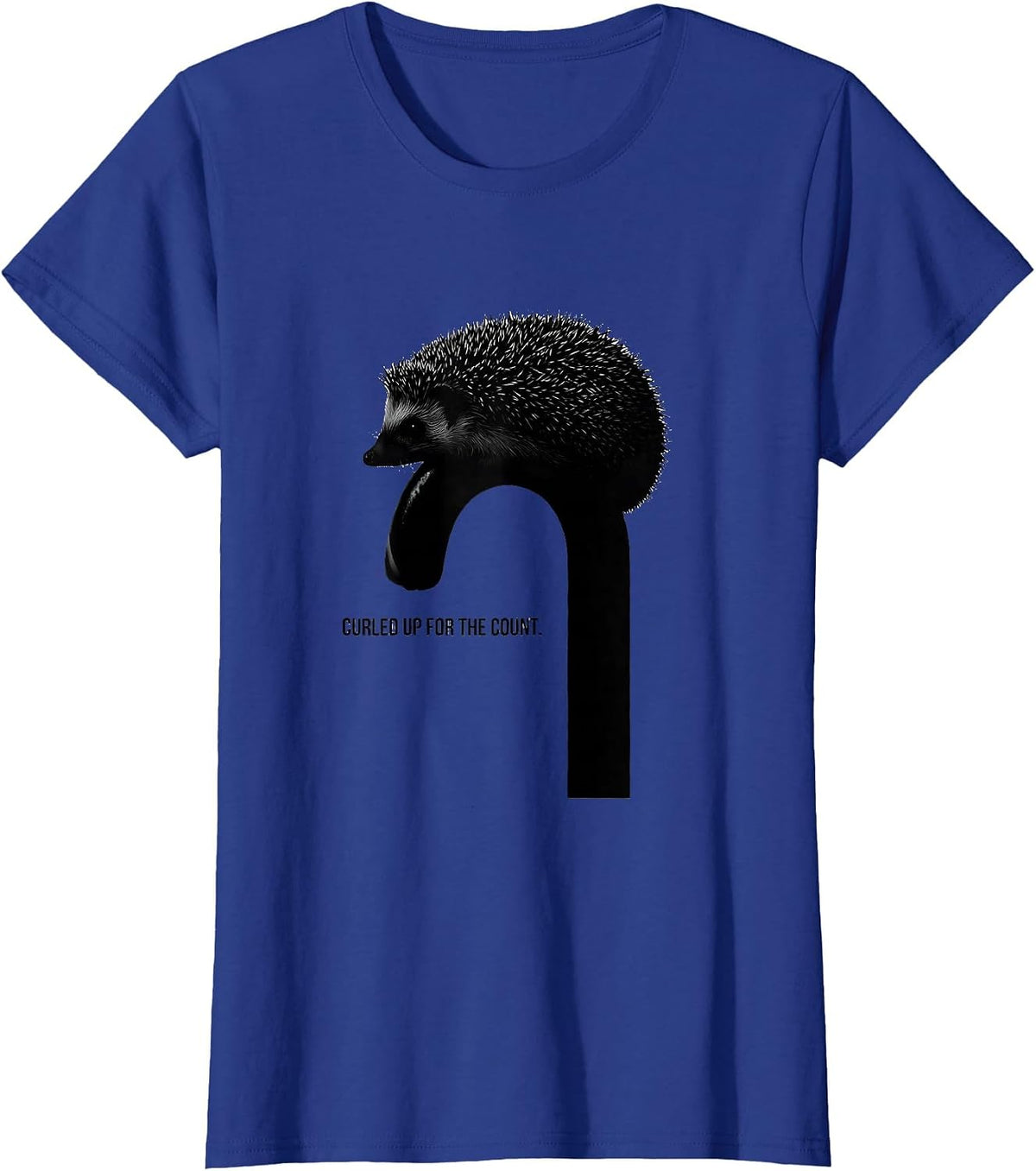 Women's Curled Up For The Count Cute Hedgehog Christmas Novelty T-Shirt - Royal Blue