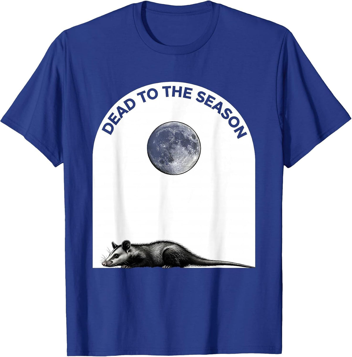 Men's Dead To The Season Minimalist Opossum Halloween Spooky Moon T-Shirt - Royal Blue