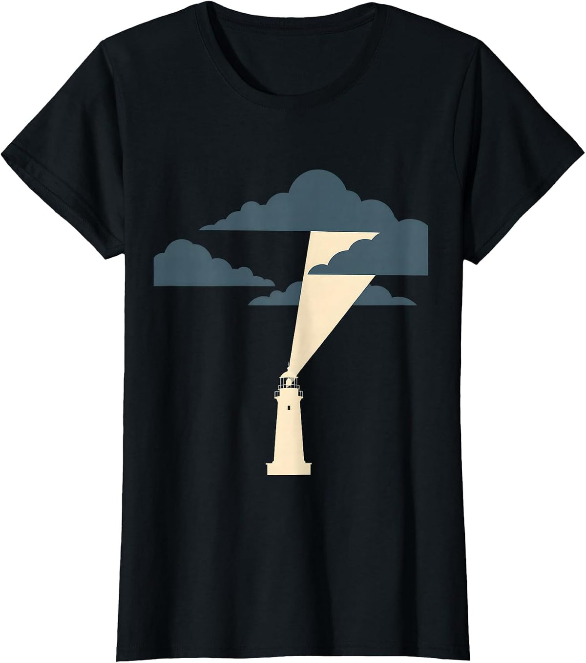 School Psychologist Lighthouse Stormy Clouds Graphic T-Shirt - Black