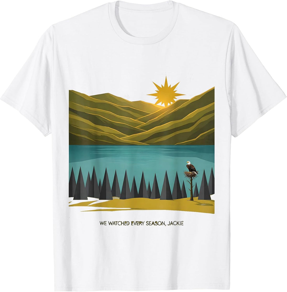 We Watched Every Season Jackie Midcentury Modern Eagle T-Shirt - White