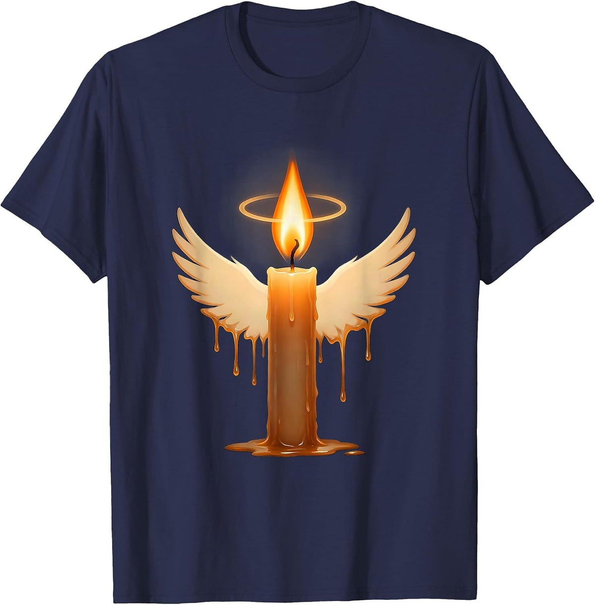 Suicide Awareness Single Candle Flame In Darkness T-Shirt - Navy Blue