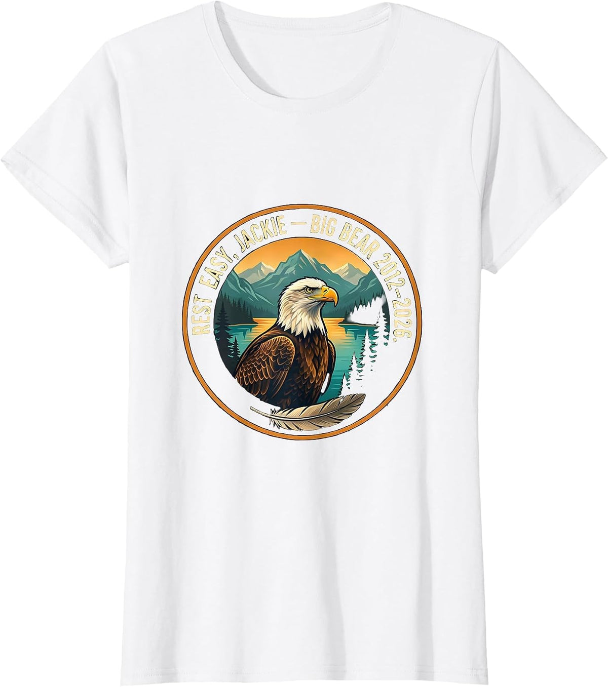 Women's Rest Easy Jackie Big Bear 2012–2026 Eagle Memorial Tribute T-Shirt - White
