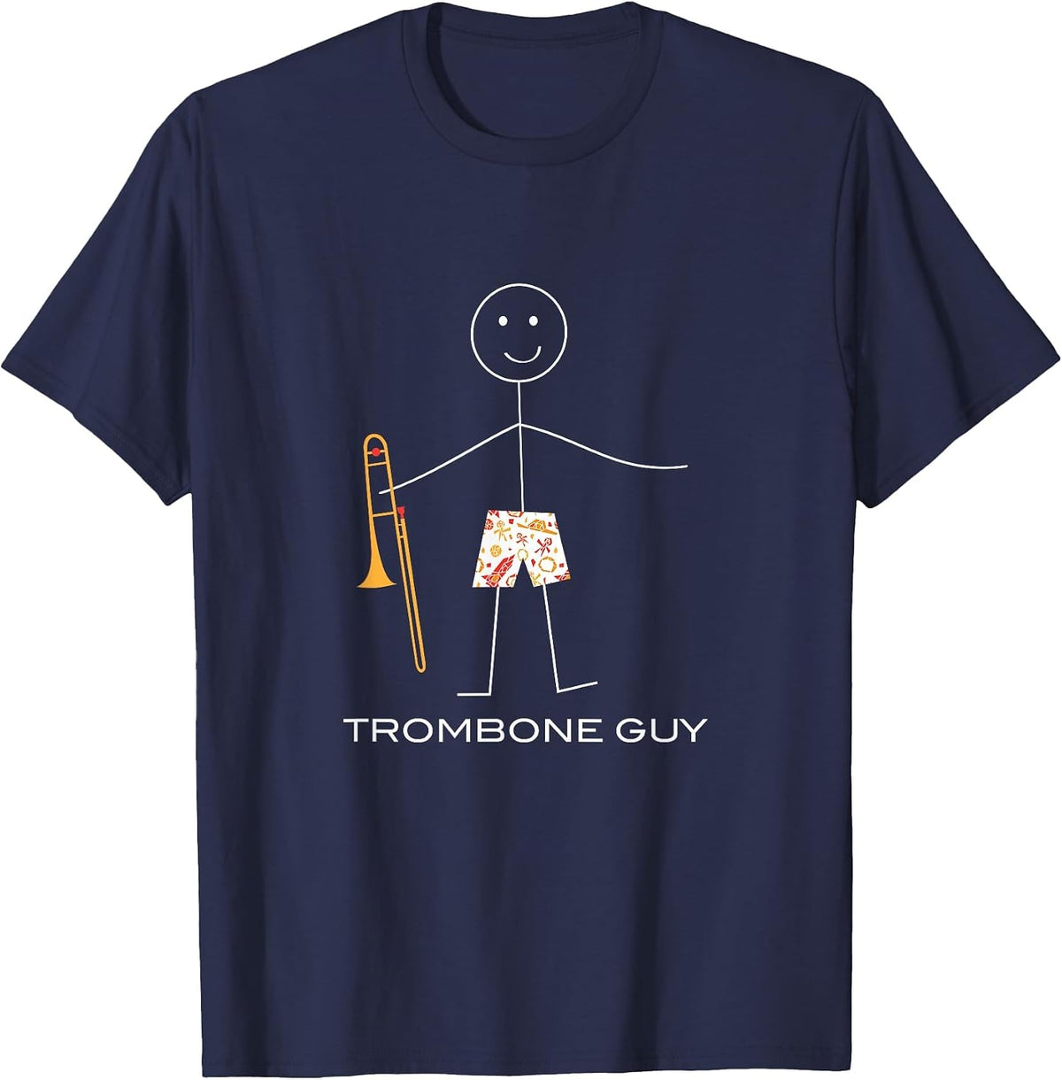 Funny Men Trombone Guy, Boy Trombonist T-Shirt - Navy Blue