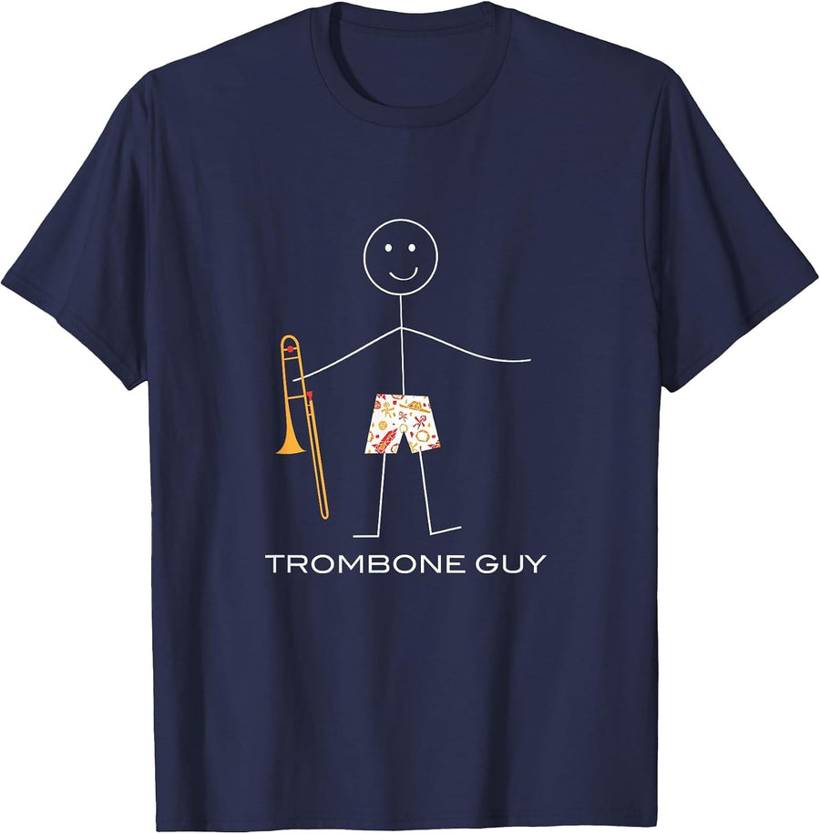 Funny Men Trombone Guy, Boy Trombonist T-Shirt - Navy Blue