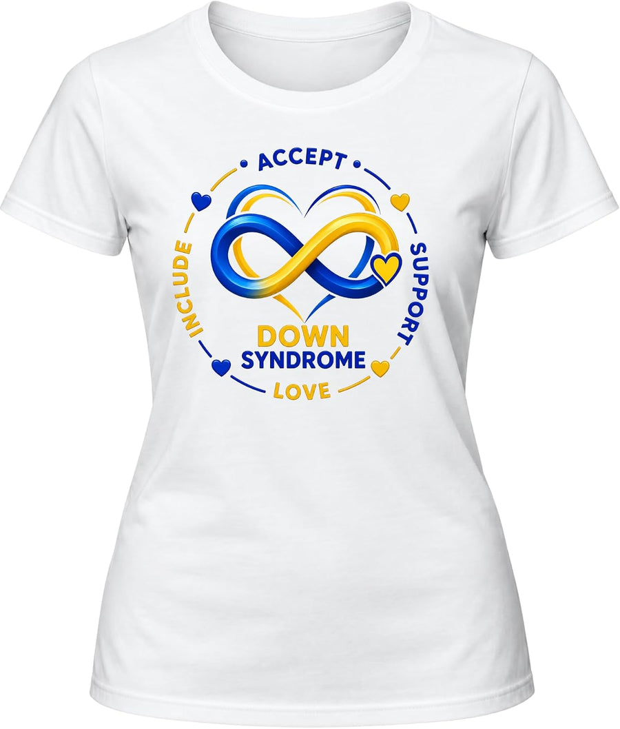 Down Syndrome Awareness T-Shirt Accept Support Love Include - As Pictured
