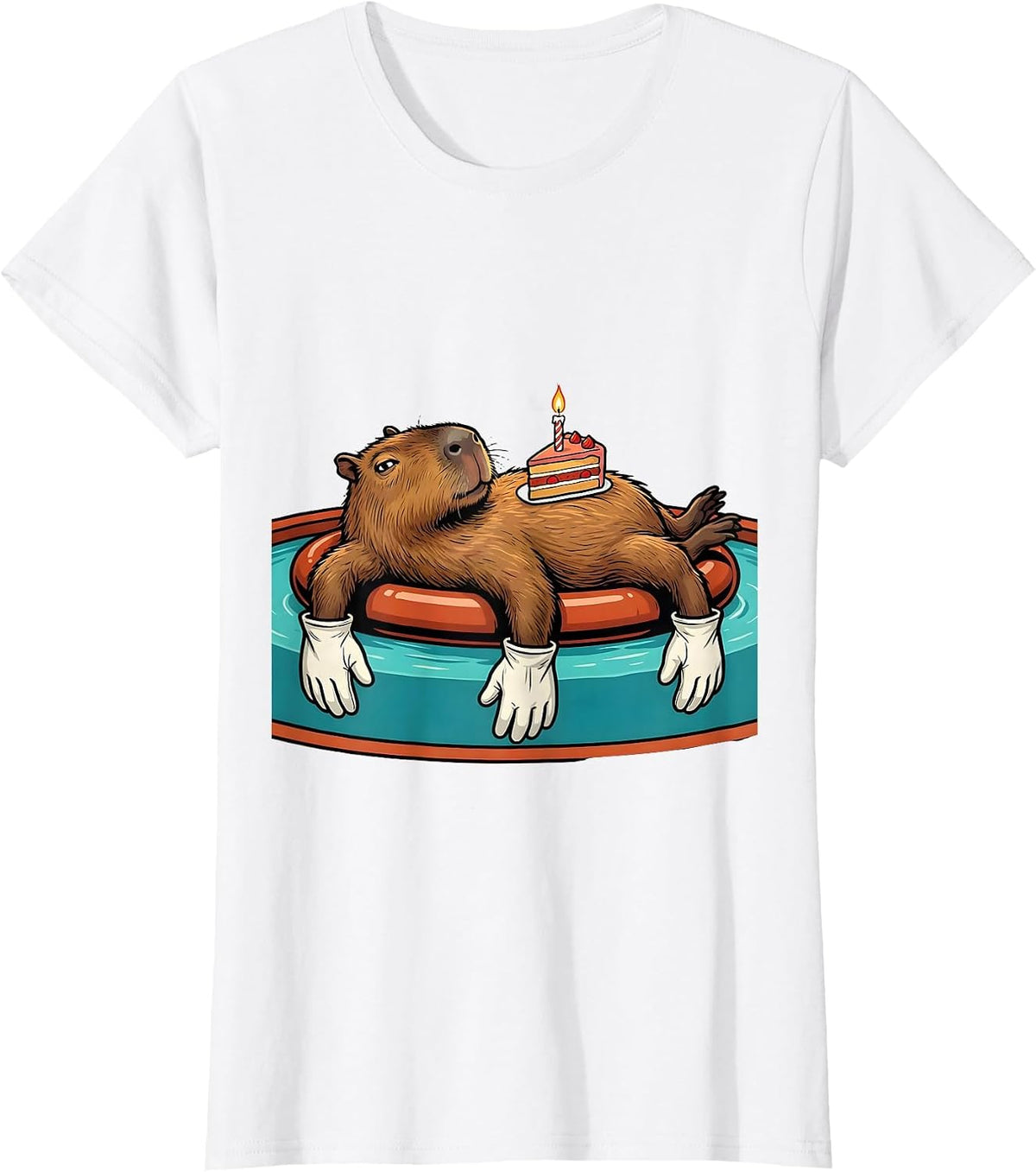 Capybara Birthday Retro Cartoon Novelty Humor T-Shirt - White
