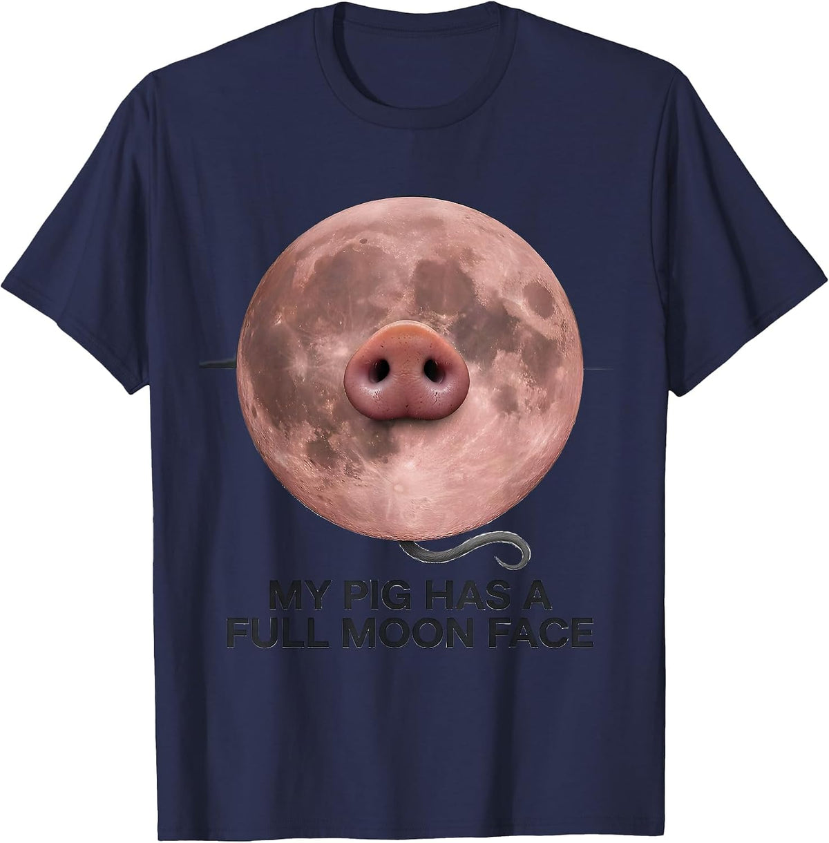Men's My Pig Has A Full Moon Face Funny Guinea Pig Pet Lover Humor T-Shirt - Navy Blue