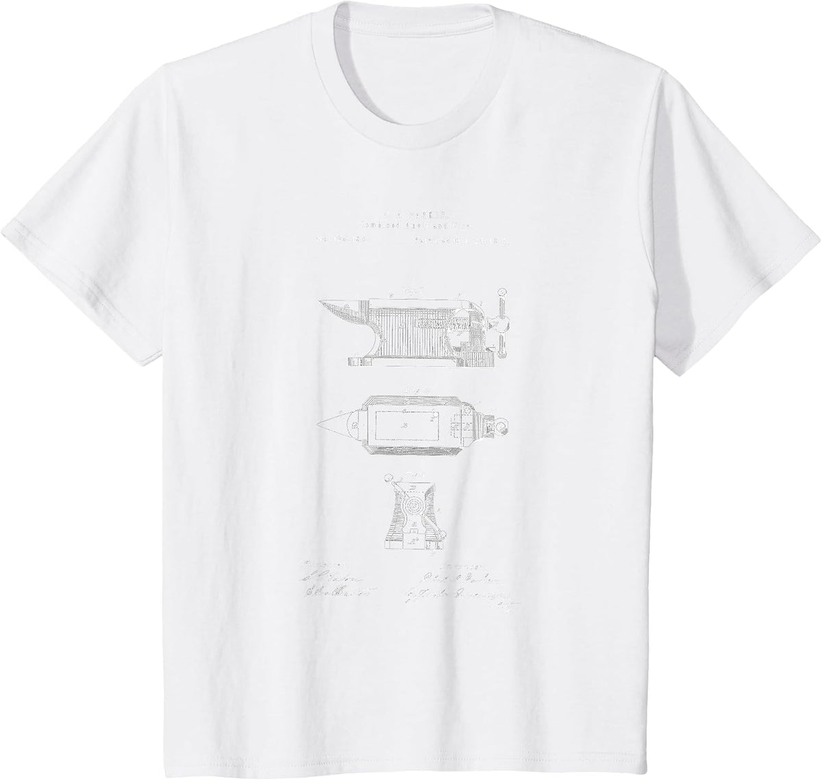 Antique Blacksmith Anvil Patent Print T-Shirt - White