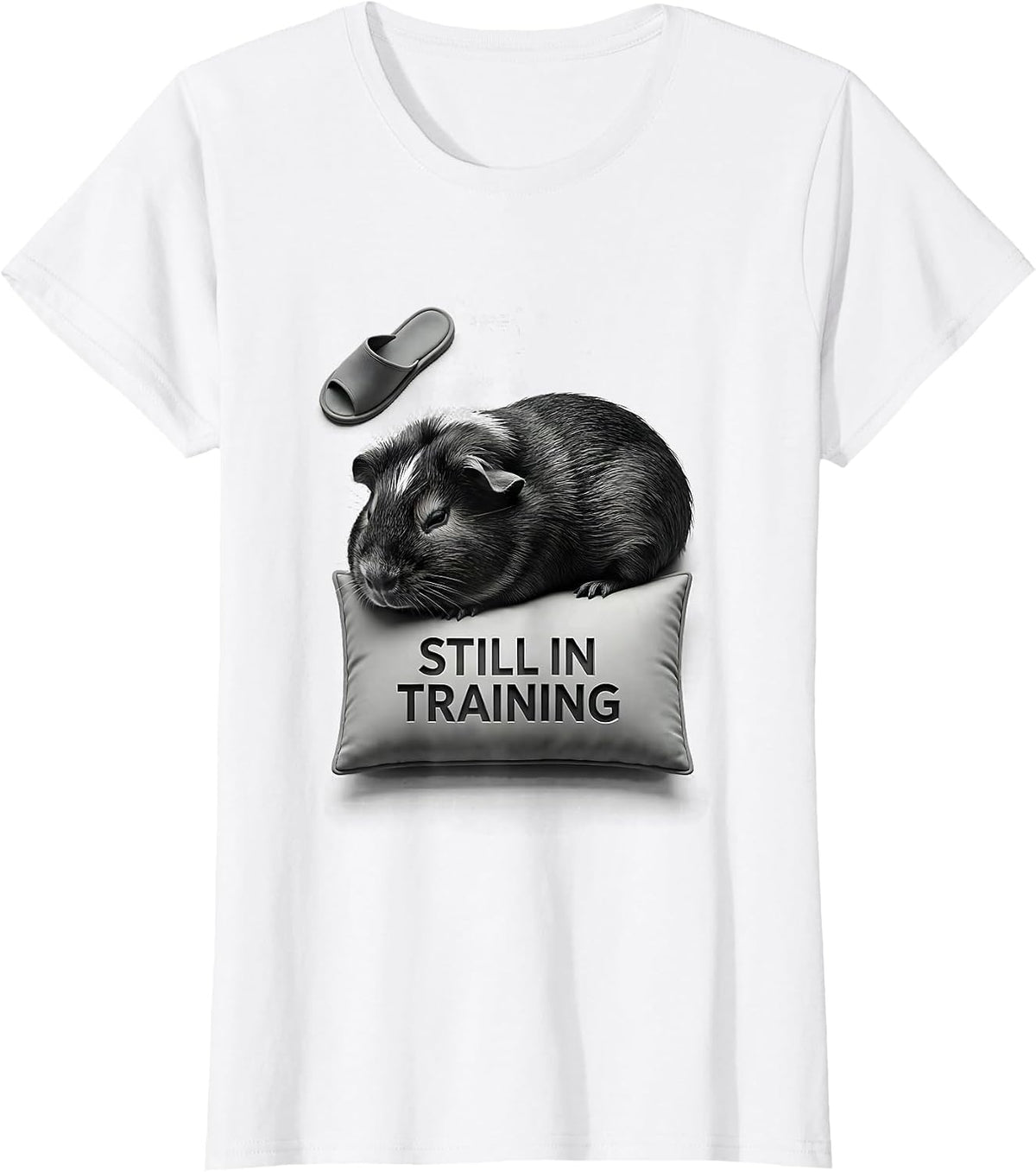 Women's Still In Training Funny Sleepy Guinea Pig Pajama Pet Lover T-Shirt - White
