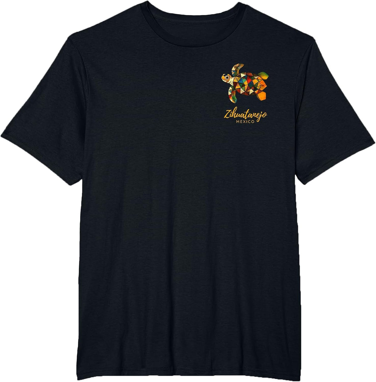 Zihuatanejo Mexico Vintage Tribal Sea Turtle Travel T-Shirt - Black