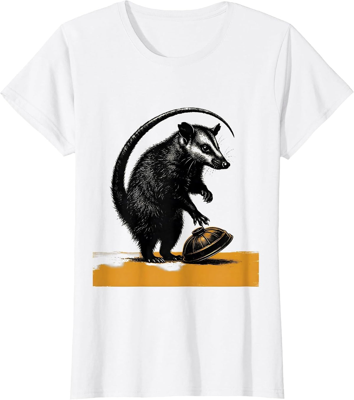 Dark Opossum Silhouette Calm Benediction Absurdist Humor T-Shirt - White
