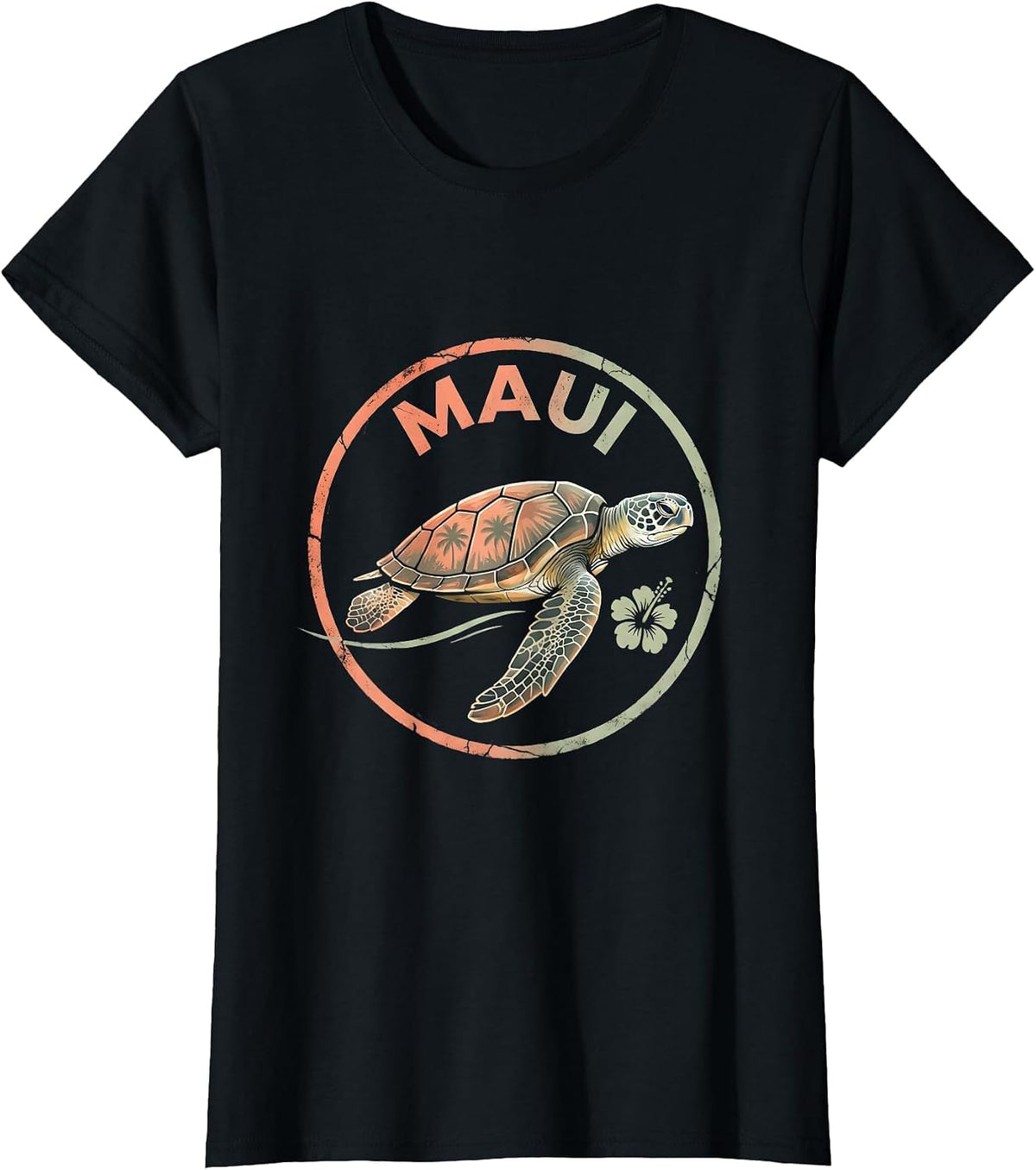 Maui Boho Tropical Sea Turtle Lover Vacation Souvenir T-Shirt - Black