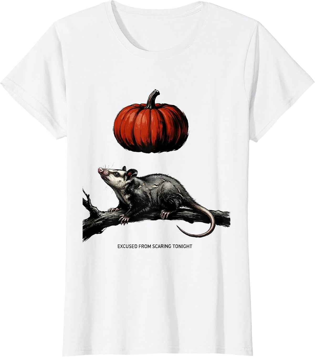 Excused From Scaring Tonight Vintage Opossum Halloween T-Shirt - White