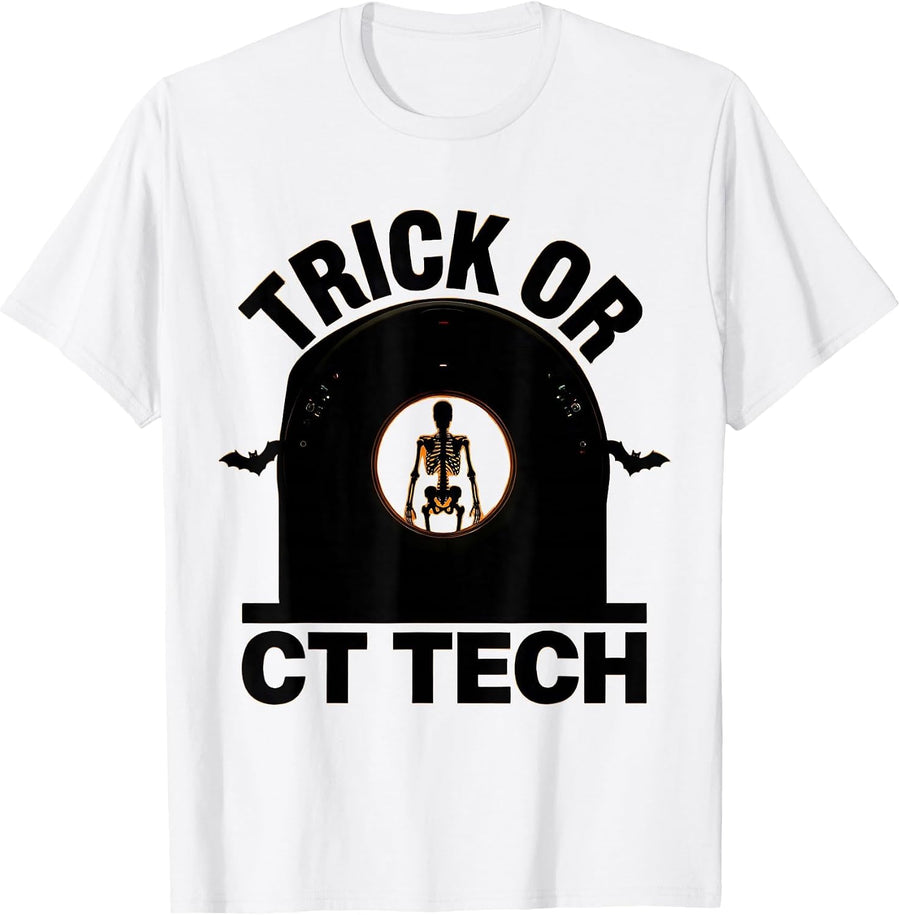 Men's Trick Or CT Tech Funny Radiology Tech Halloween Humor T-Shirt - White