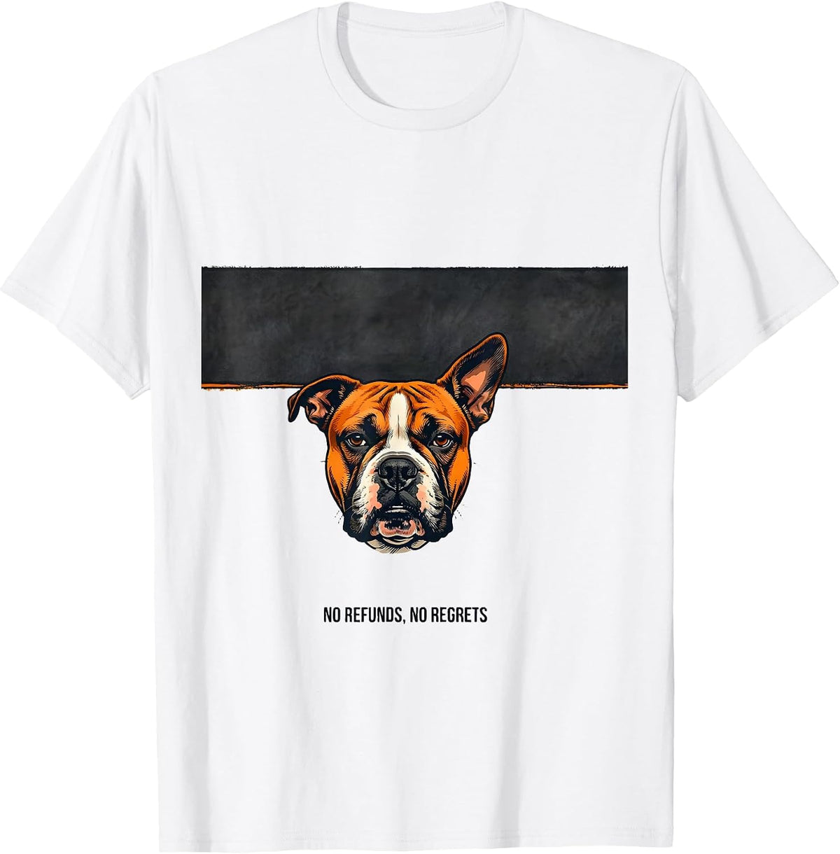 Men's No Refunds, No Regrets Playful Bull Terrier Dog Pocket T-Shirt - White