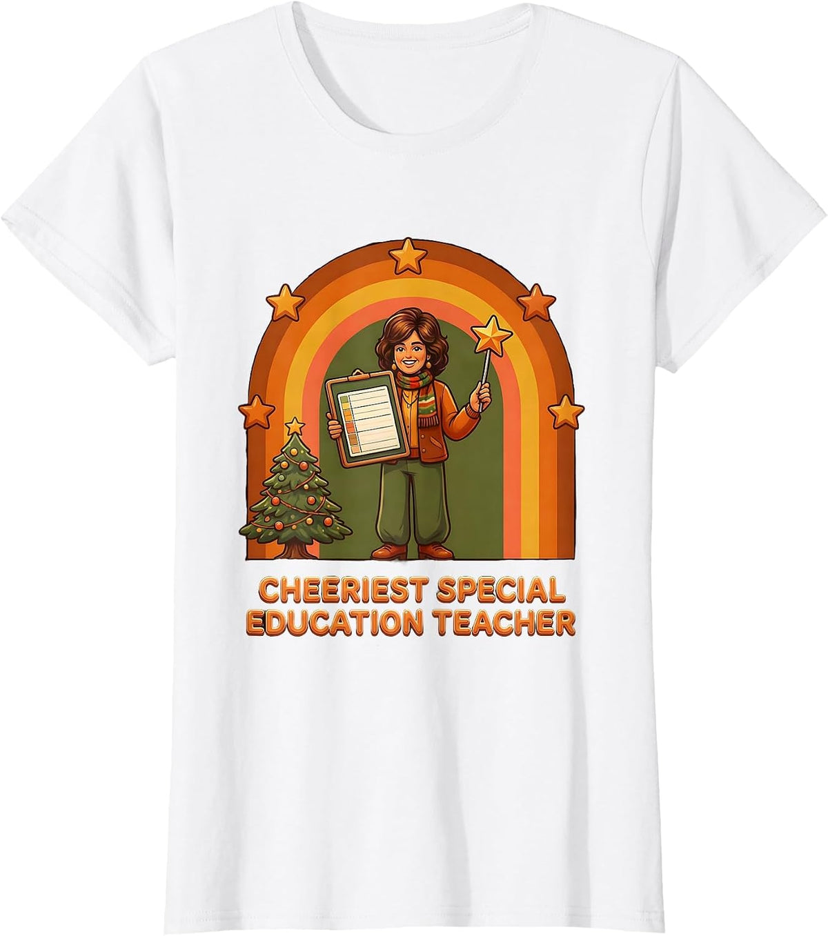 Women's Cheeriest Special Education Teacher Retro Funny Teacher T-Shirt - White