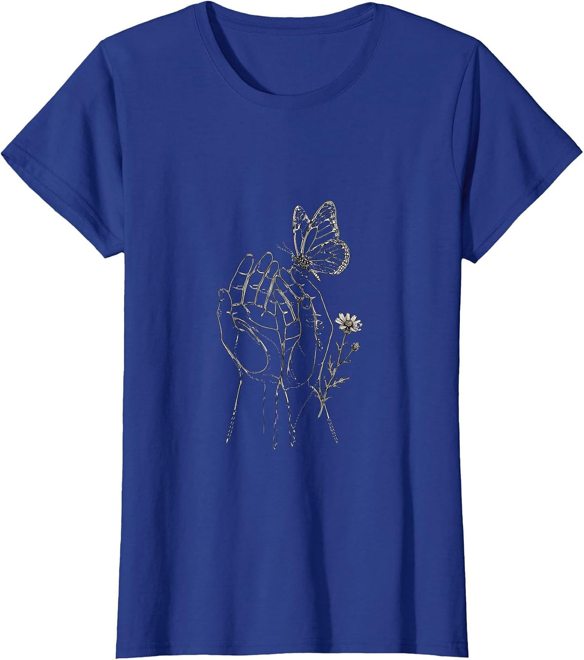 Women's Be Kind Child Releasing Butterfly Graphic T-Shirt - Royal Blue