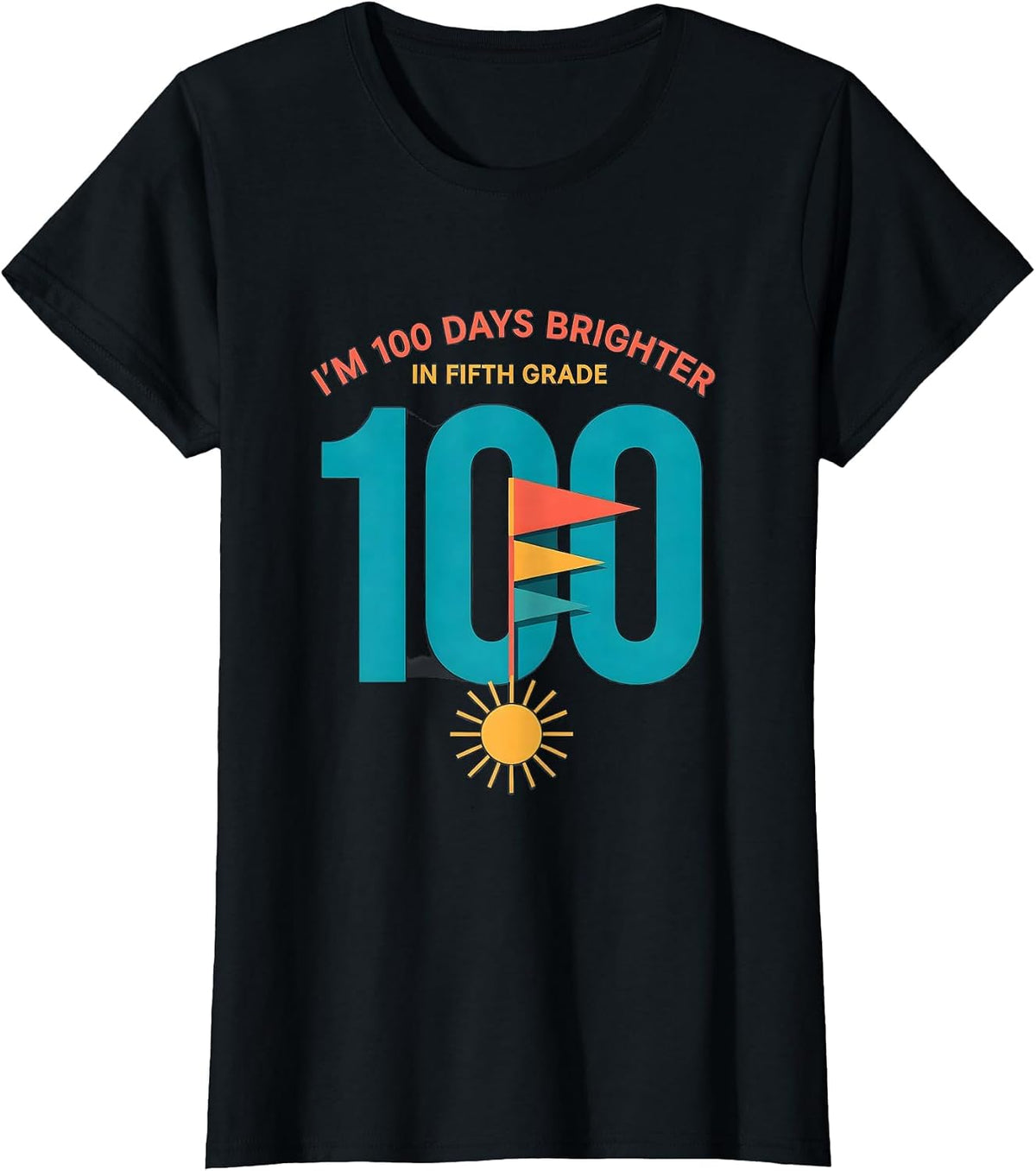 Women's I'm 100 Days Brighter In Fifth Grade Retro 100th Day T-Shirt - Black