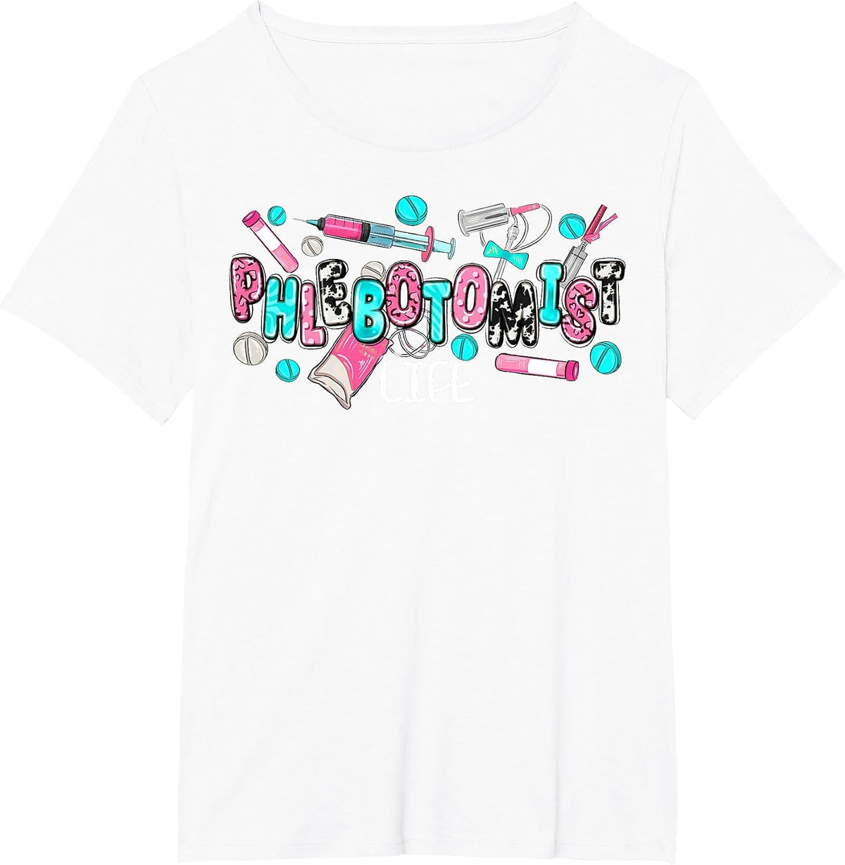 Phlebotomist Life Leopard Coquette Phlebotomy Women Nurse T-Shirt - White