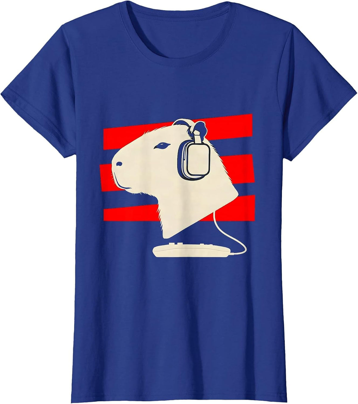 Women's Capybara Gamer Bruh Meme Humor Minimalist T-Shirt - Royal Blue