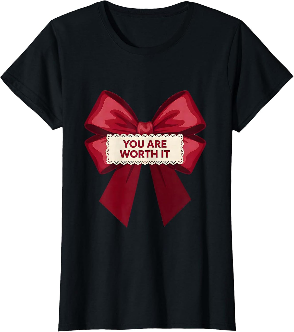 You Are Worth It Inspirational Affirmation Design T-Shirt - Black
