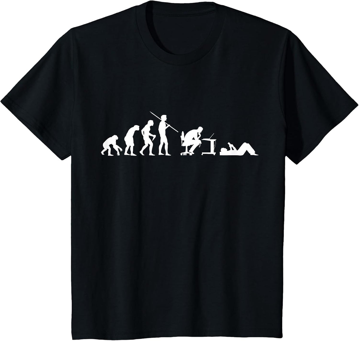 Evolution of Man Funny Geek Humor T-Shirt Mens Womens Kids T-Shirt - Black