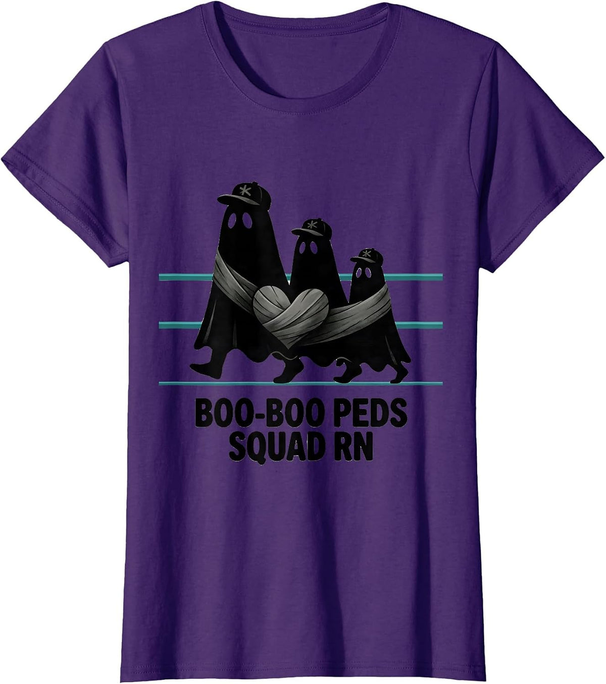 Women's Boo-Boo Peds Squad RN Midcentury Modern Nurse Halloween T-Shirt - Purple