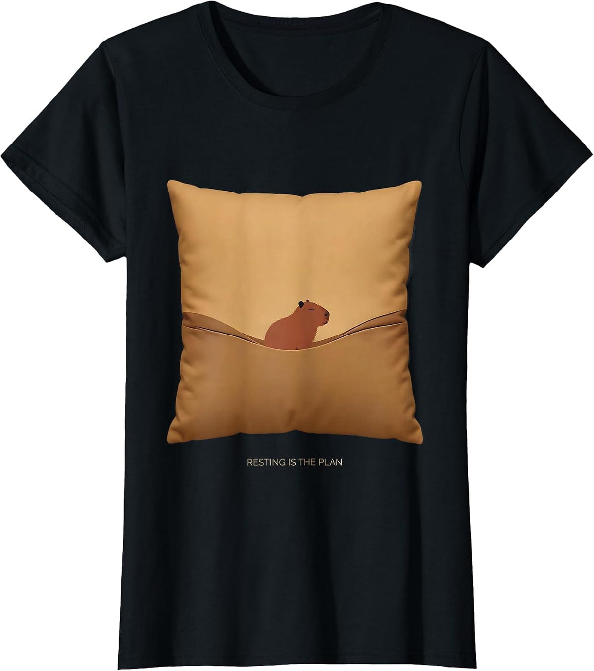 Resting Is The Plan Cute Capybara Sleepybara Nap Lover T-Shirt - Black