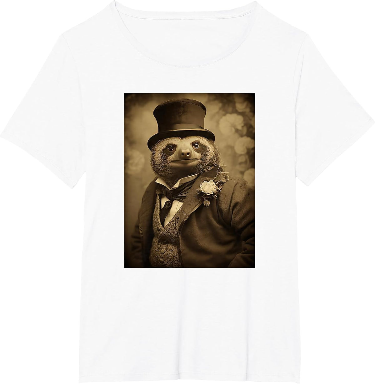 Funny Sloth Photo Victorian Animal Sloth T-Shirt - White