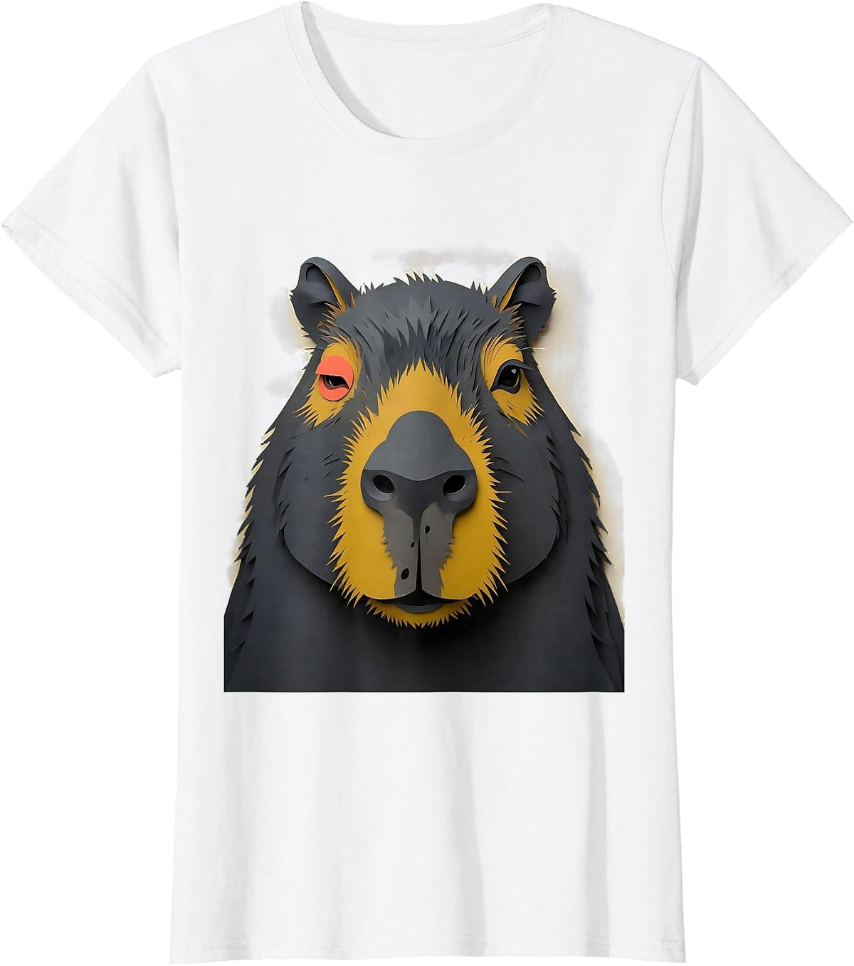 Capybara Paper Cutout Funny Gamer Meme Humor T-Shirt - White