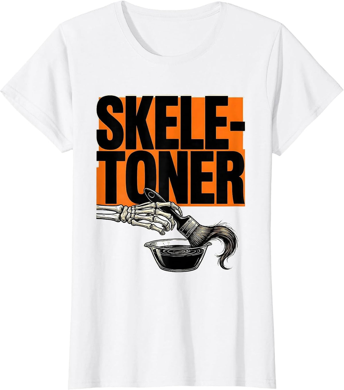 Skele-Toner Funny Skeleton Hairstylist Barber Halloween T-Shirt - White