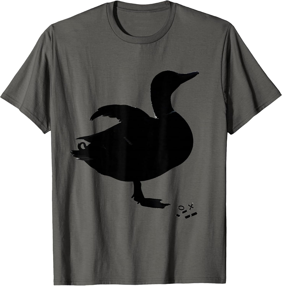 Duck Silhouette Funny Novelty Gift Casual Wear T-Shirt - Asphalt Grey