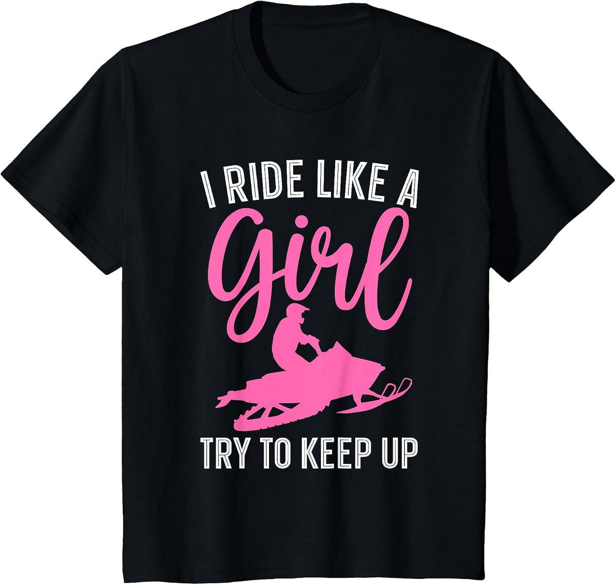 Funny Snowmobile Art for Women Girls Snowmobiling Snowmobile T-Shirt - Black