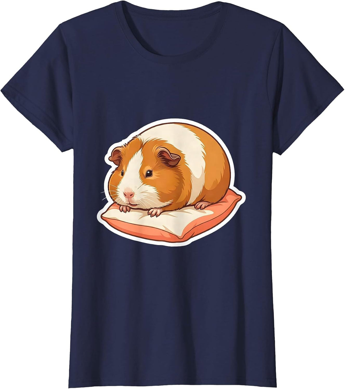 Women's Sleeping Guinea Pig Cute Animal Lover Pajama Humor T-Shirt - Navy Blue